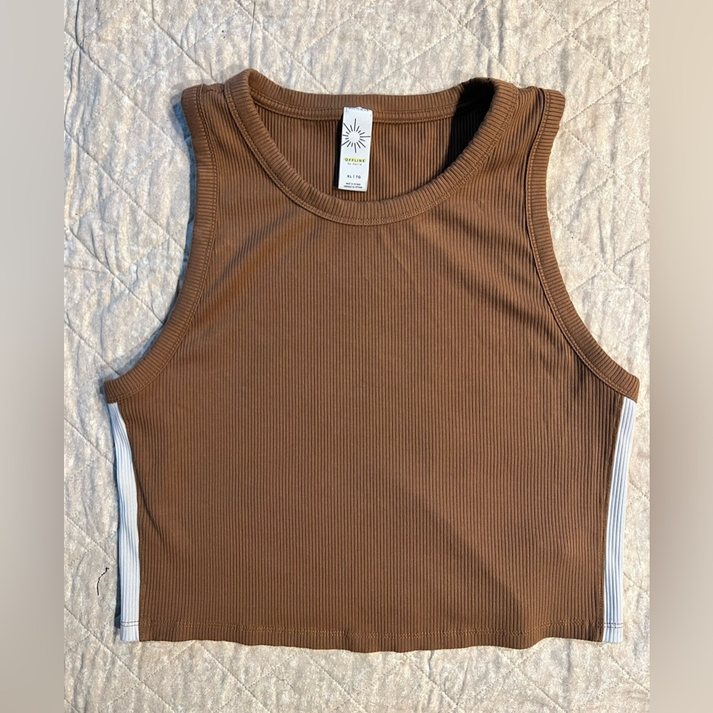 Aerie Ribbed Brown Top